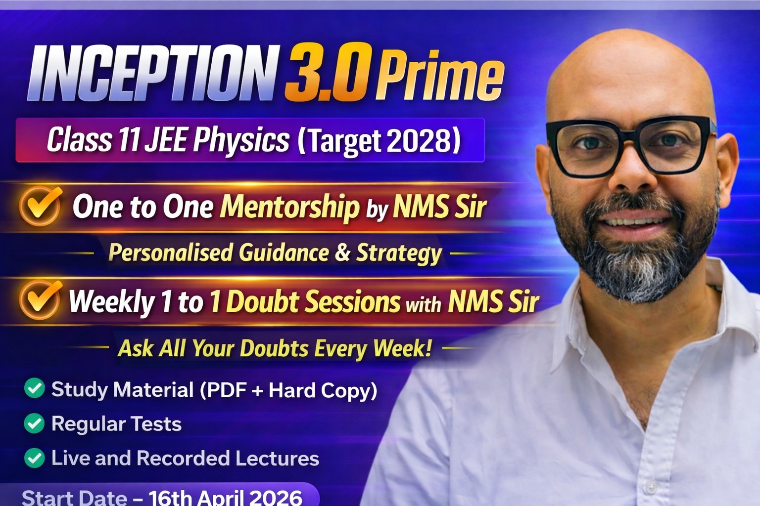 📘 JEE Inception 3.0 Prime (Class 11) – Physics Only | Target 2028