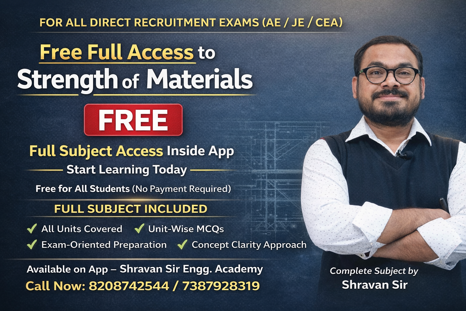 FREE-SOM (Strength of Material) for BMC | WRD | MJP | Civil Engineering Exams-Shrawan Pawar Sir