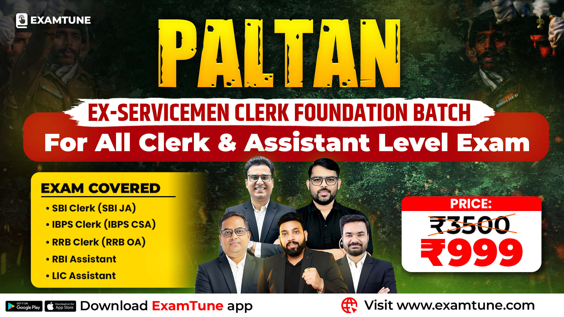 Ex-Servicemen Clerk Foundation Batch 2026 | SBI, IBPS, RRB & RBI Assistant (Paltan) Course
