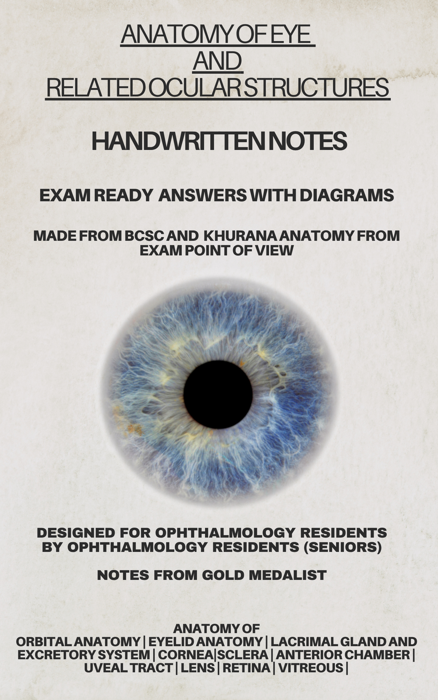 ANATOMY OF EYE & RELATED OCULAR STRUCTURES EXAM READY HANDWRITTEN NOTES