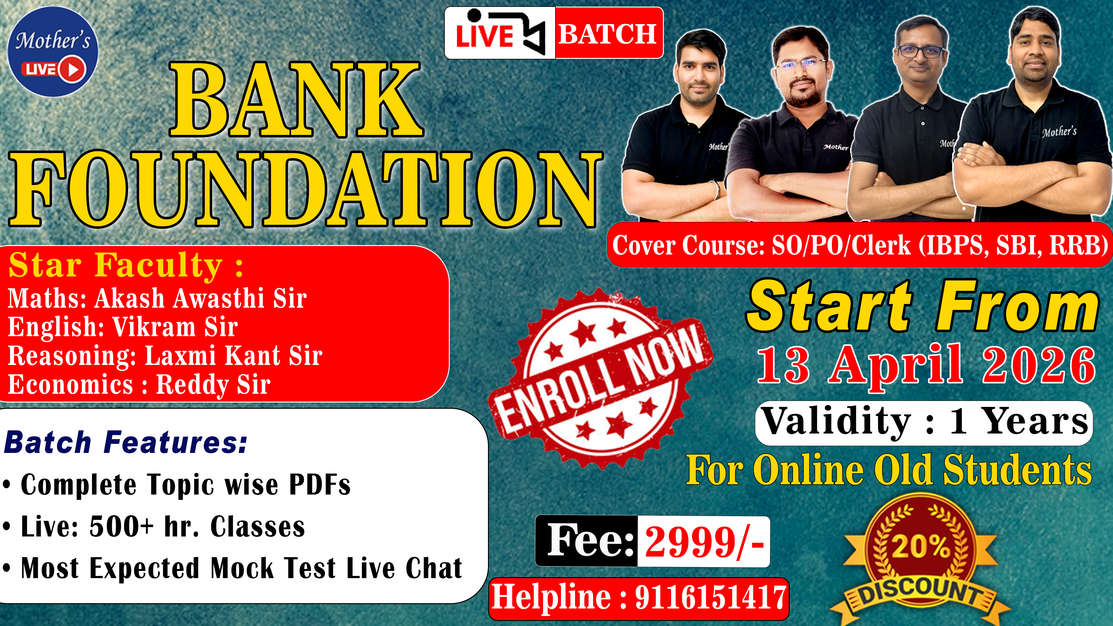 IBPS/RRB/SBI- PO/Clerk Foundation (Live ) for All Bank & Other PSU Exam 13 April 2026