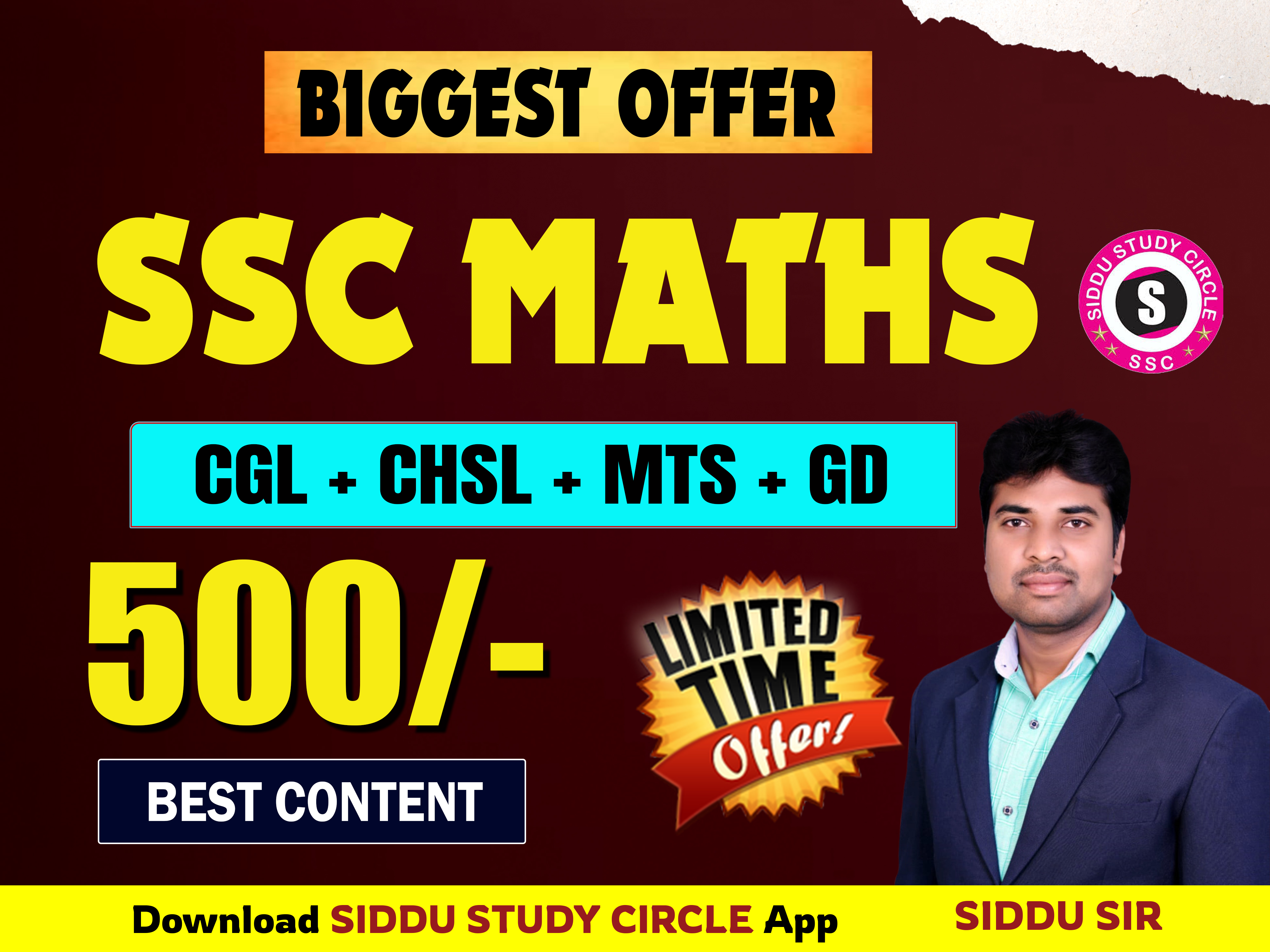SSC MATHS  : CGL / CHSL / MTS / GD COURSE