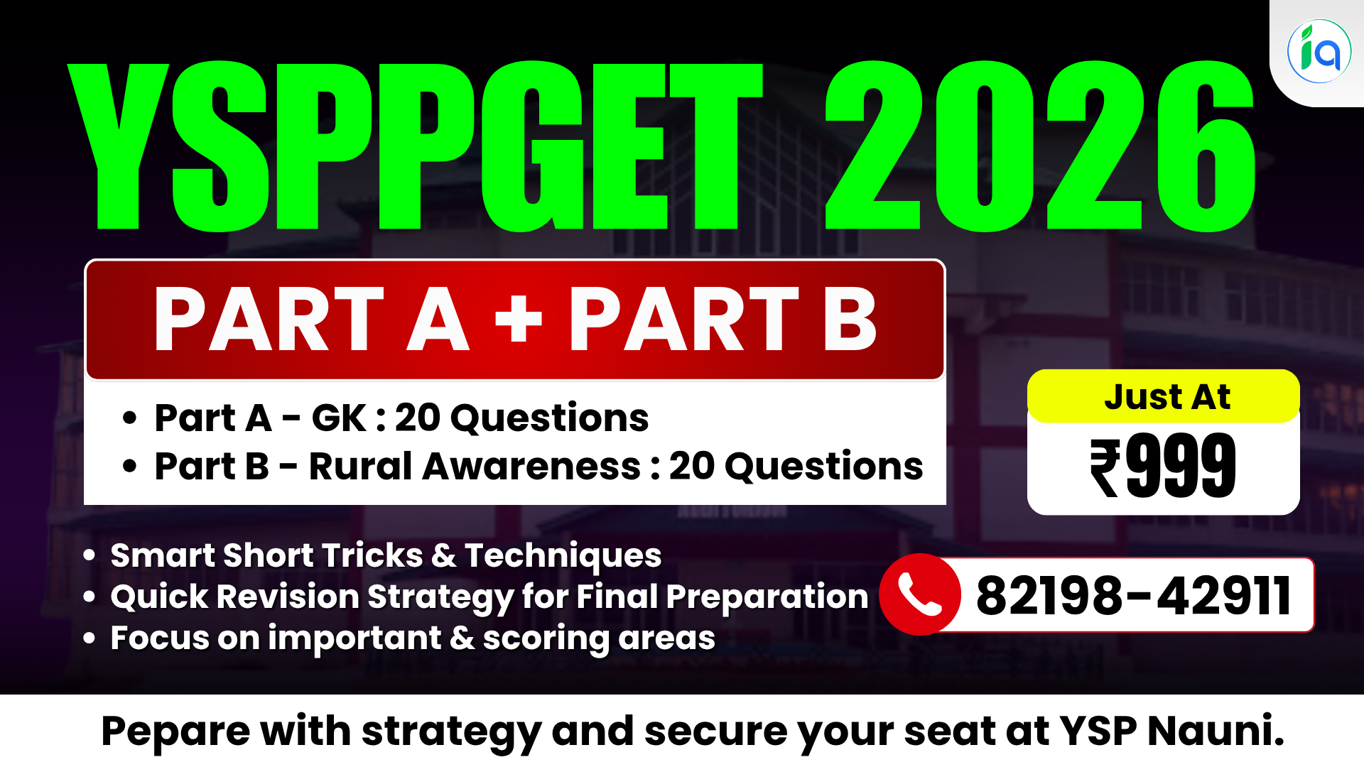 YSPPGET 2026 - Part A & Part B Preparation Course