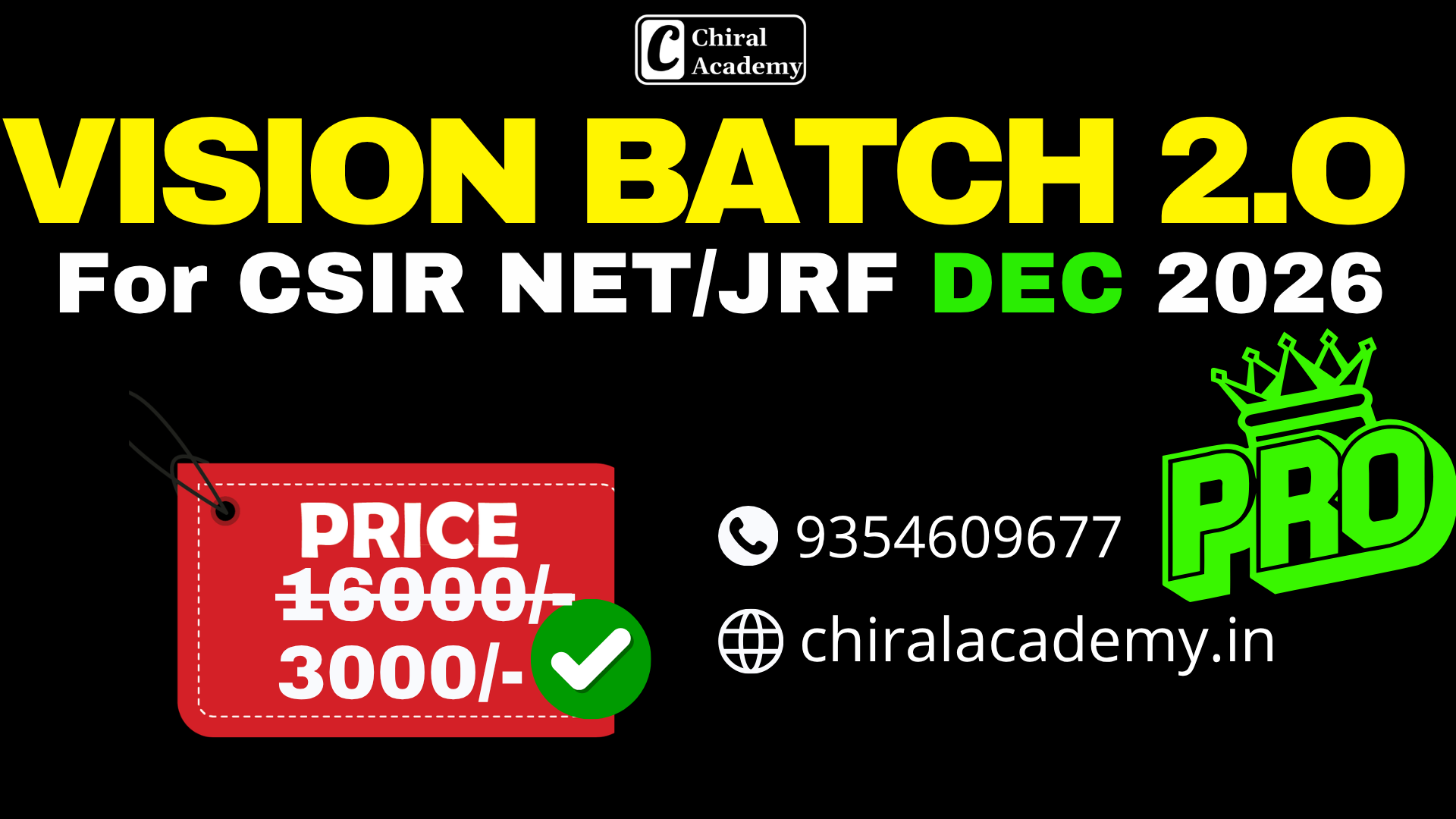 VISION BATCH 2.O PRO FOR CSIR NET/JRF DEC 2026