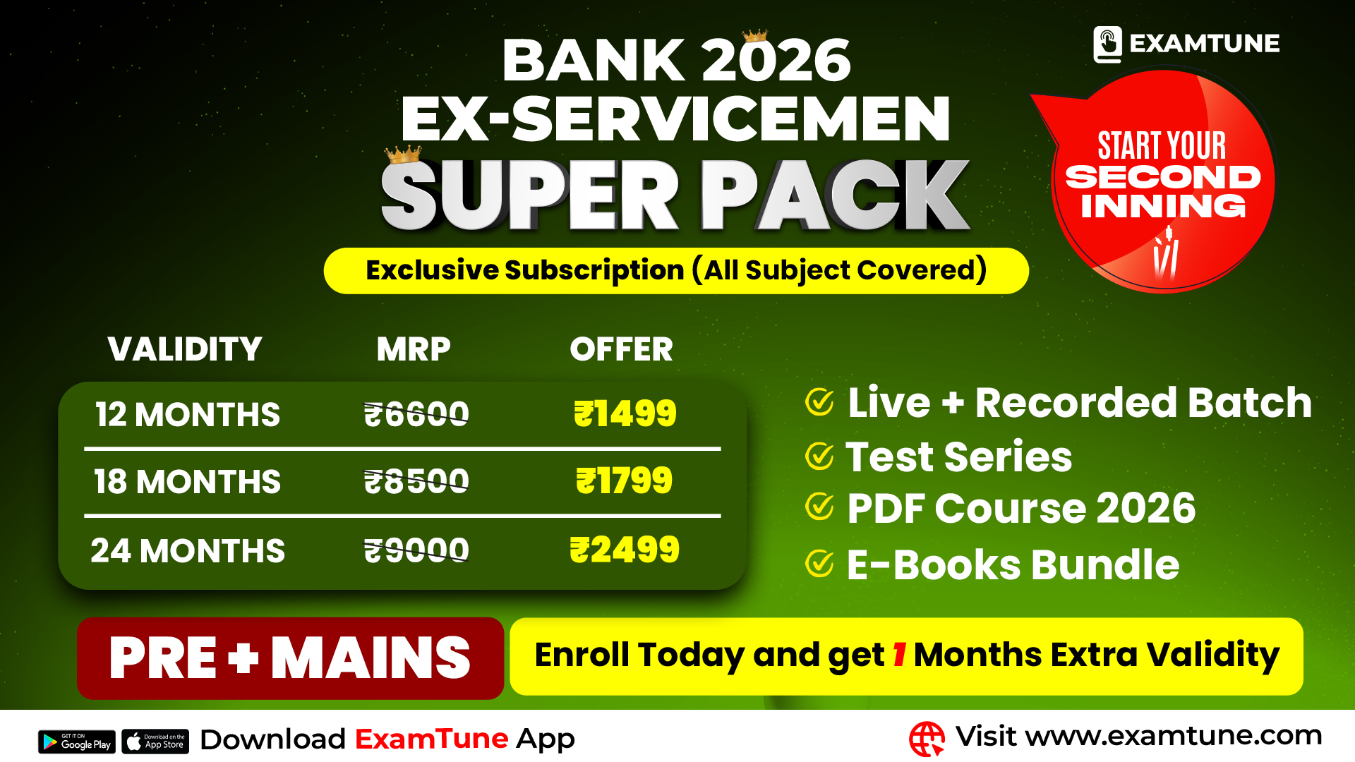 Ex-Servicemen Super Pack For Bank Exam Preparation | Complete Subscription (Pre + Mains)