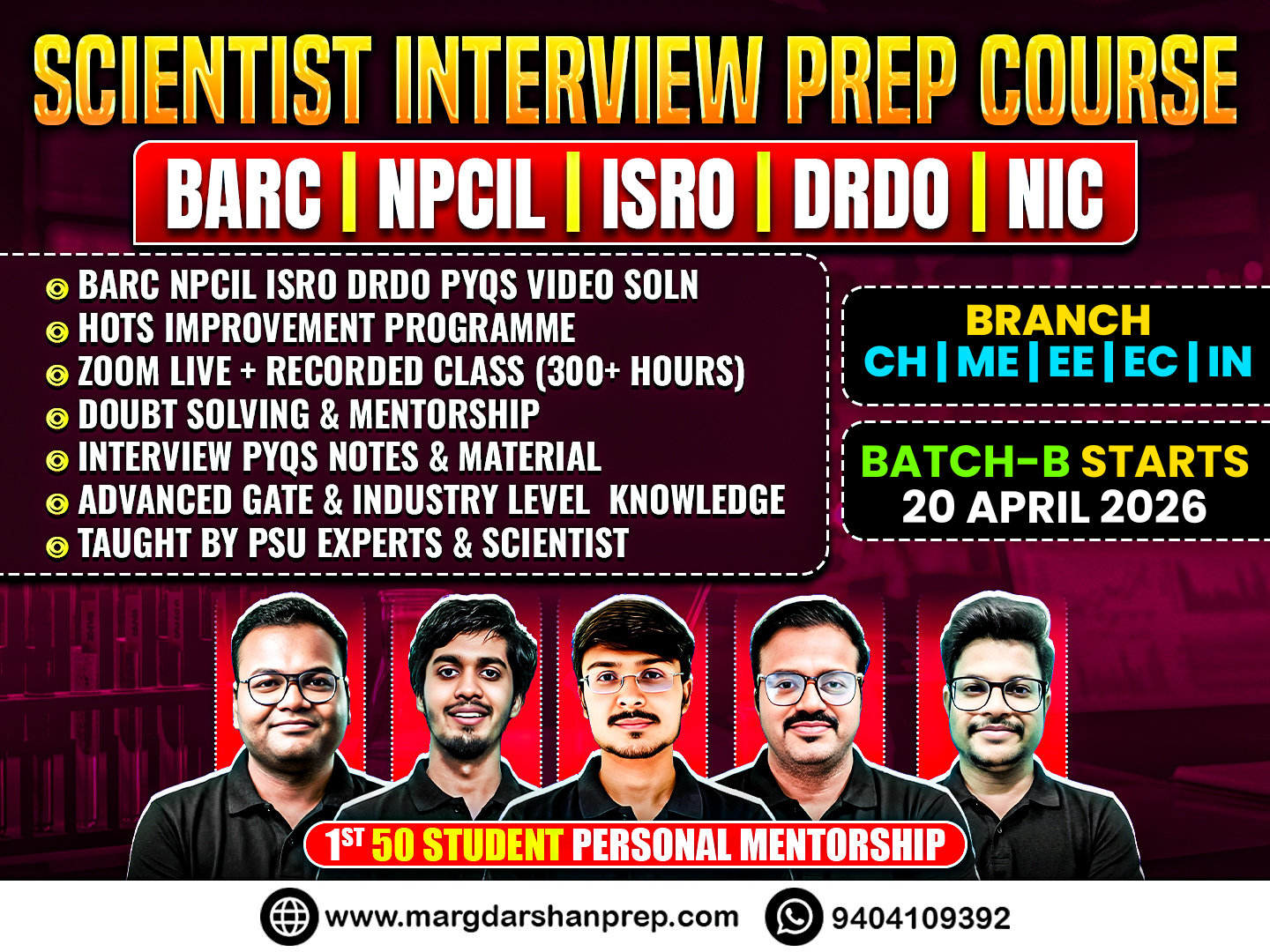 Scientist Interview Prep Course for BARC, NPCIL, ISRO, DRDO & NIC