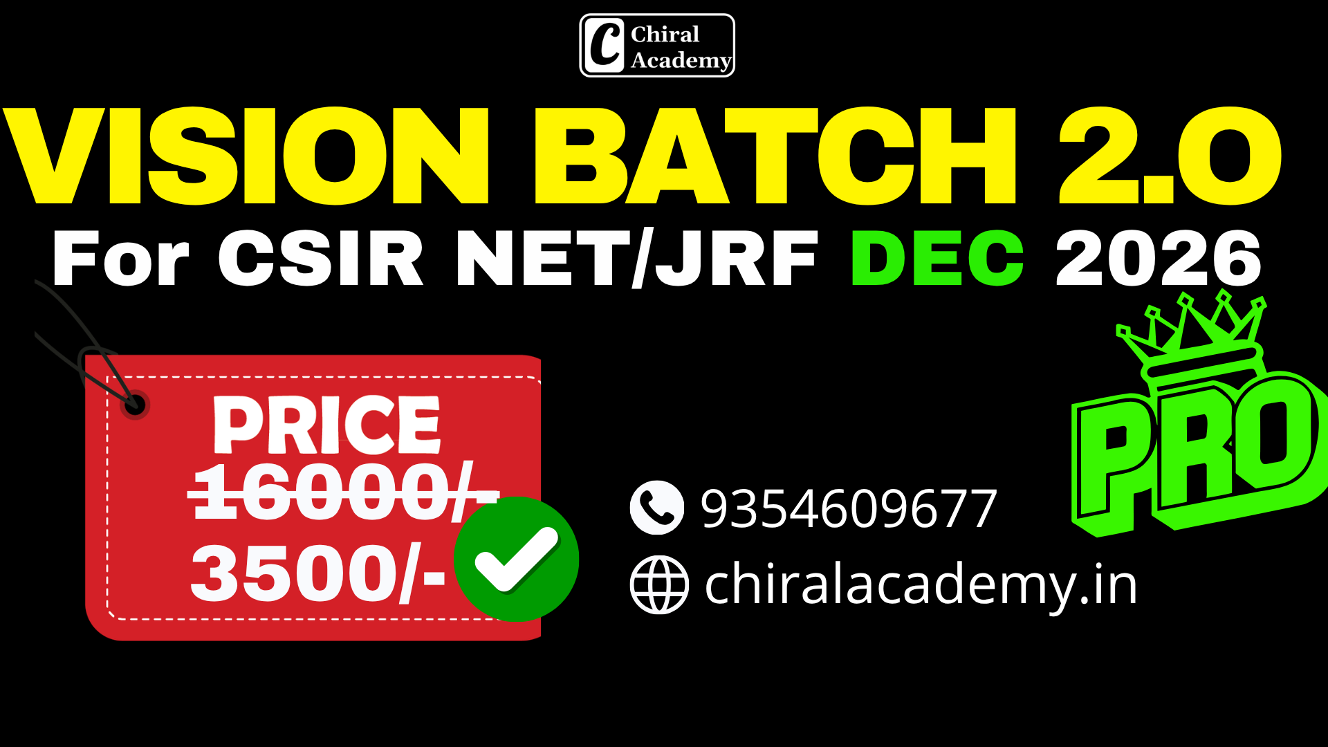 VISION BATCH 2.O PRO FOR CSIR NET/JRF DEC 2026