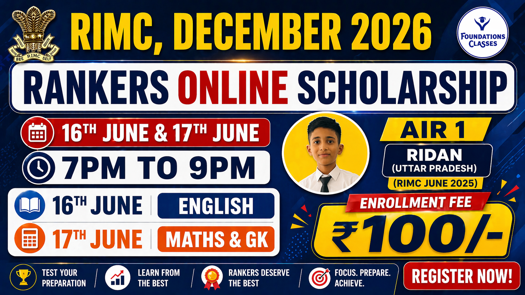 RANKER ONLINE SCHOLASHIP RIMC DECEMBER  2026