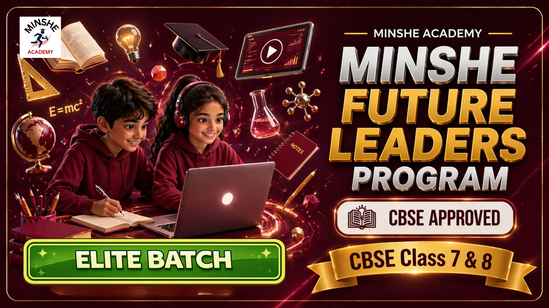 🎓MINSHE Future Leaders Program 📘Class 7 & 8 ✨Elite Batch 💰₹2000/Month