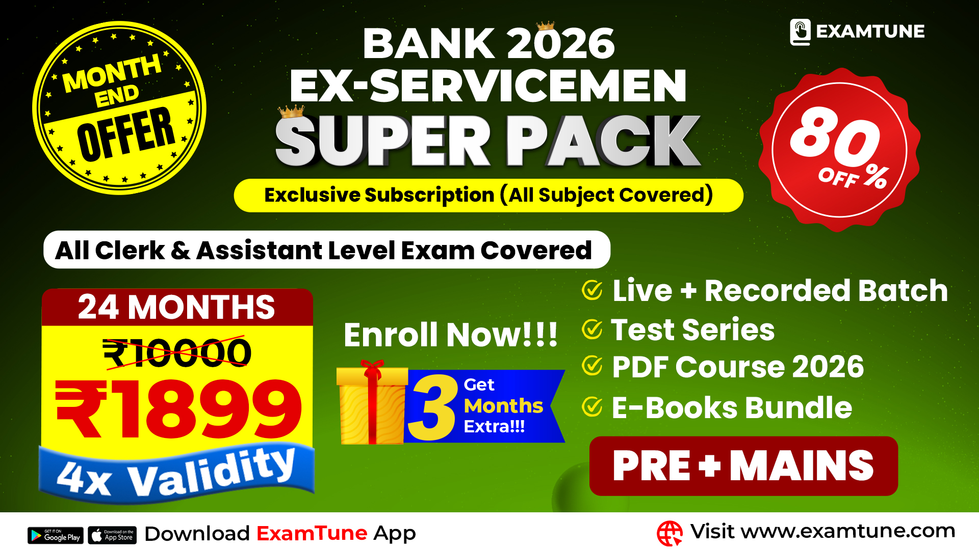 Ex-Servicemen Super Pack For Bank Exam Preparation | Complete Subscription (Pre + Mains)