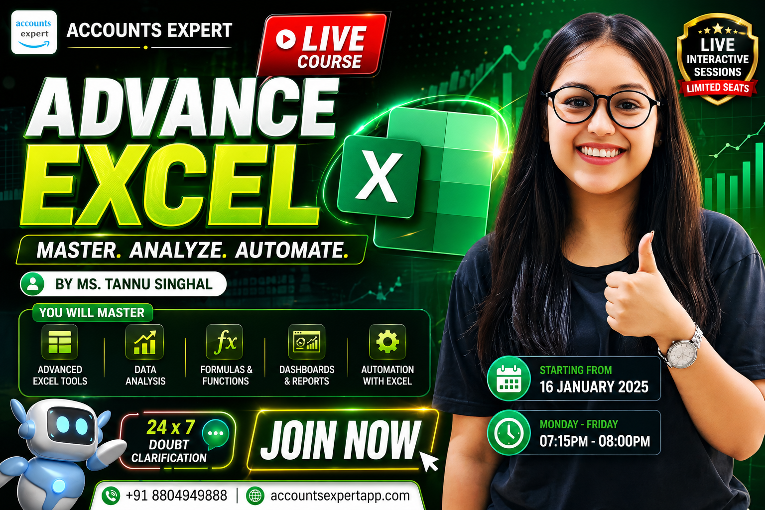 Excel Advanced with AI – Live Course (Basic to Advanced)
