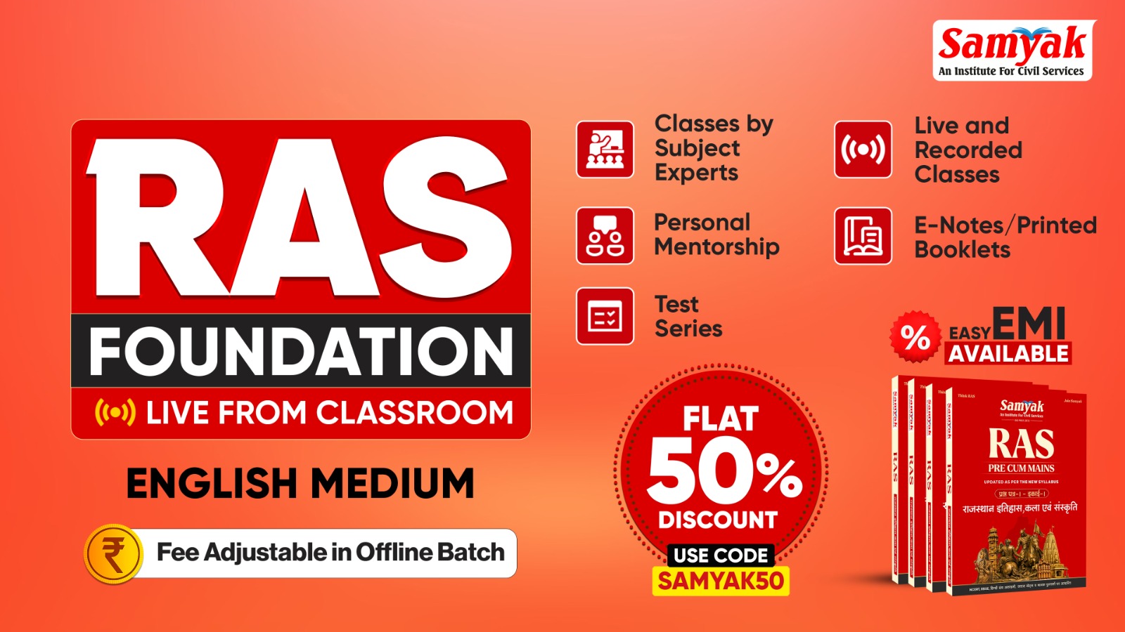 RAS Foundation Course Live From Classroom with Booklets | English Medium | April 2026