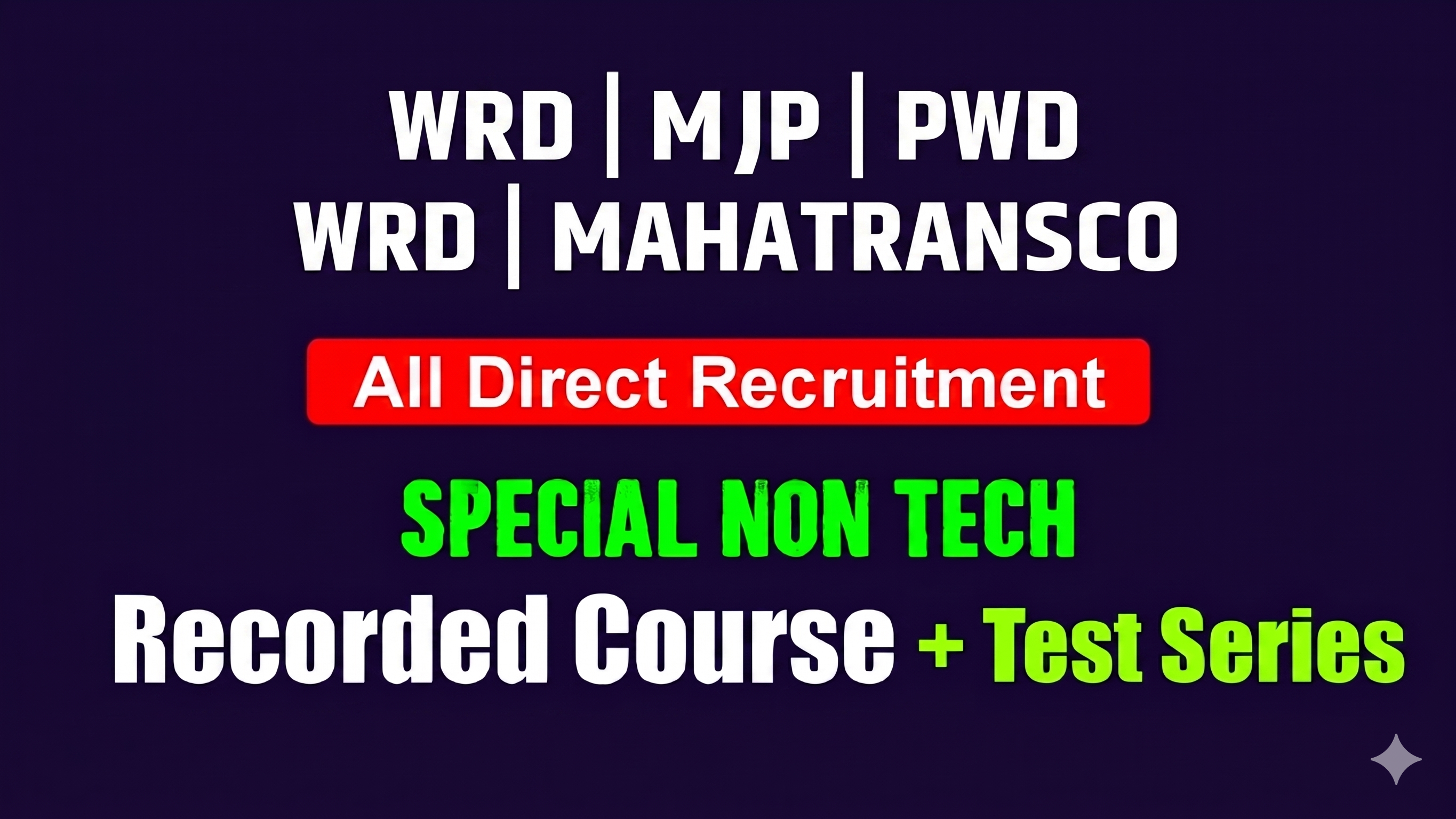 Special Non Tech Course  WRD | MJP | PWD | WRD | MAHATRANSCO