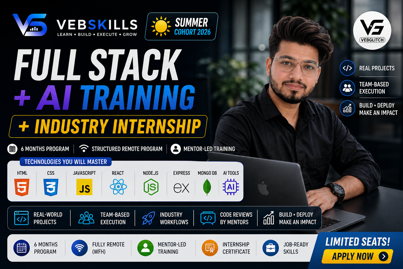VebSkills Summer Cohort 2026: Full Stack + AI Training + Industry Internship
