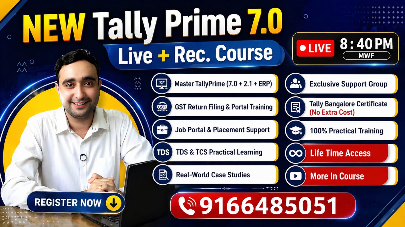 Live Course GST Accountant with TallyPrime Complete Course.