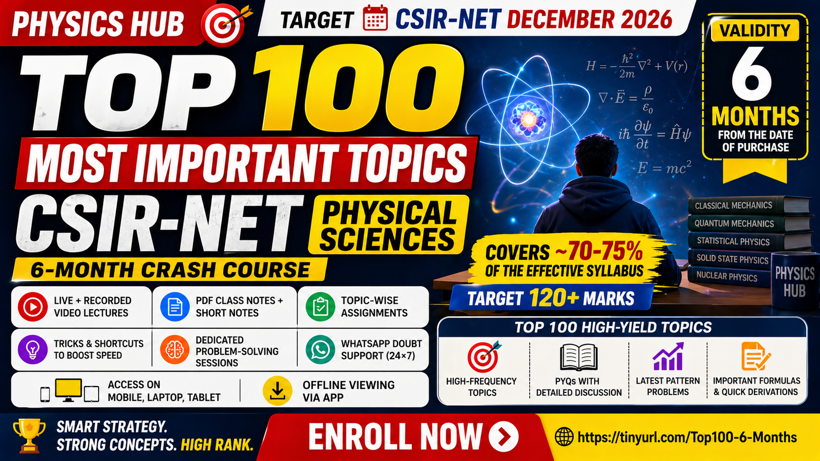 CSIR-NET December 2026 Physical Sciences (6-Month Crash Course) Course on Top 100 Most Important Topics