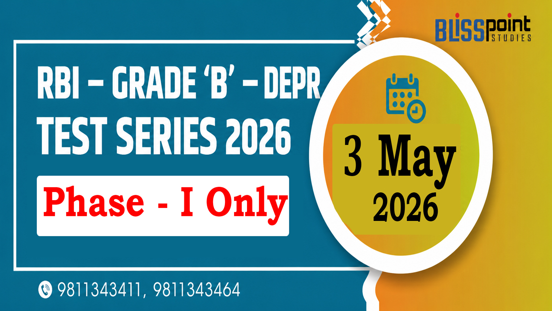 RBI – Grade ‘B’ – DEPR Test Series 2026 (Phase – I Only) Start From 3 May 2026