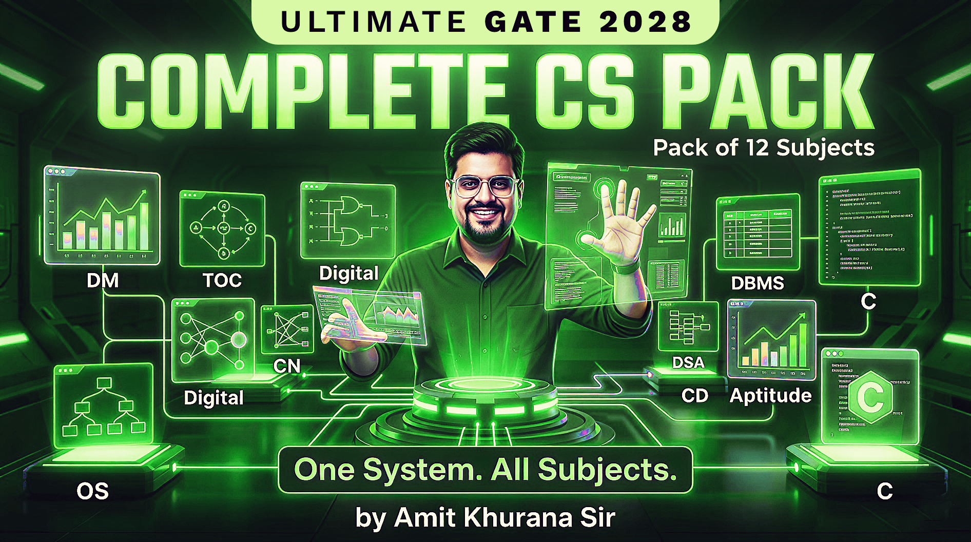 DM, TOC, DIGITAL, CN, OS, C, DS & ALGO, DBMS, Aptitude, CD, CAO (Pack of 12) for GATE 2028 by Amit Khurana Sir | 🔊 Hinglish