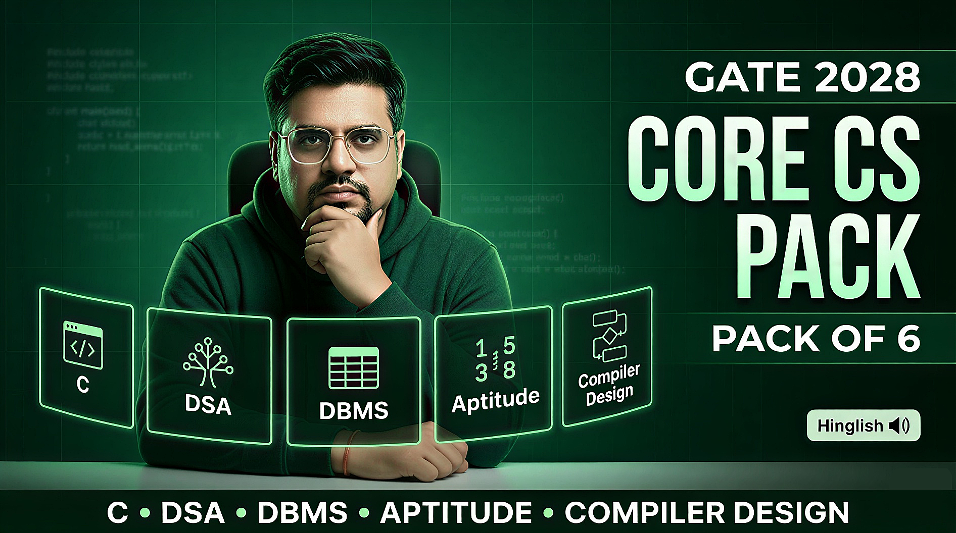 C, DS & ALGO, DBMS, Aptitude, Compiler Design (Pack of 6) for GATE 2028 by Amit Khurana Sir | 🔊 Hinglish