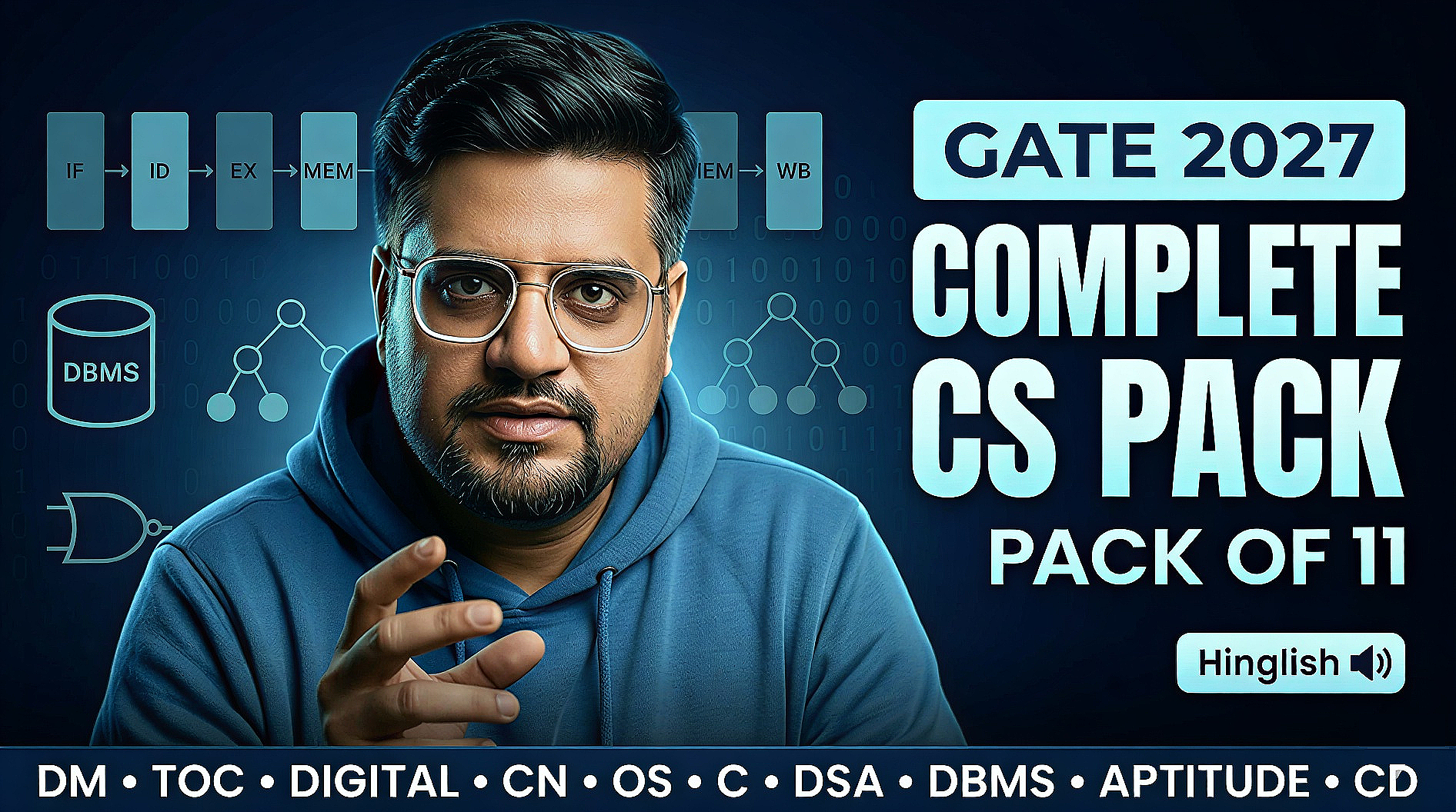 DM, TOC, DIGITAL, CN, OS, C, DS & ALGO, DBMS, Aptitude, CD (Pack of 11) for GATE 2027 by Amit Khurana Sir | 🔊 Hinglish
