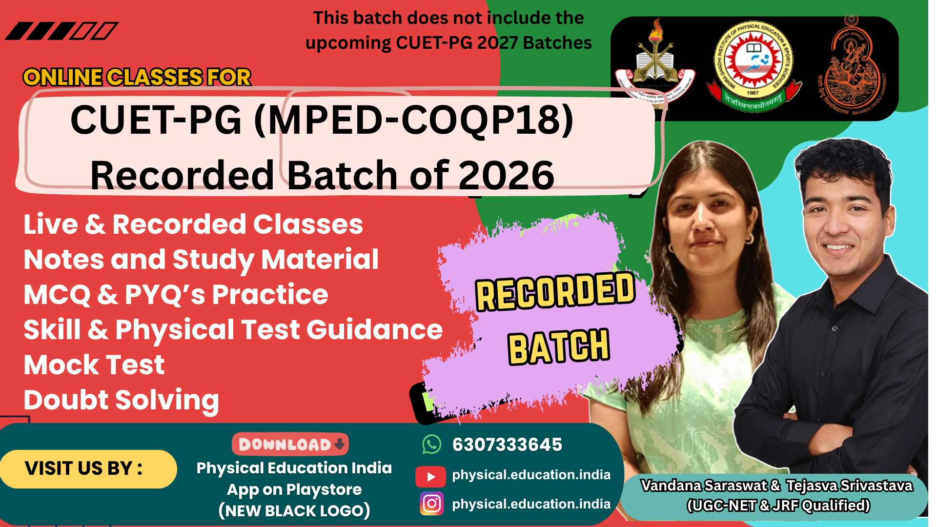 M.P.Ed (CUET-PG) 2026 Physical Education (COQP18)