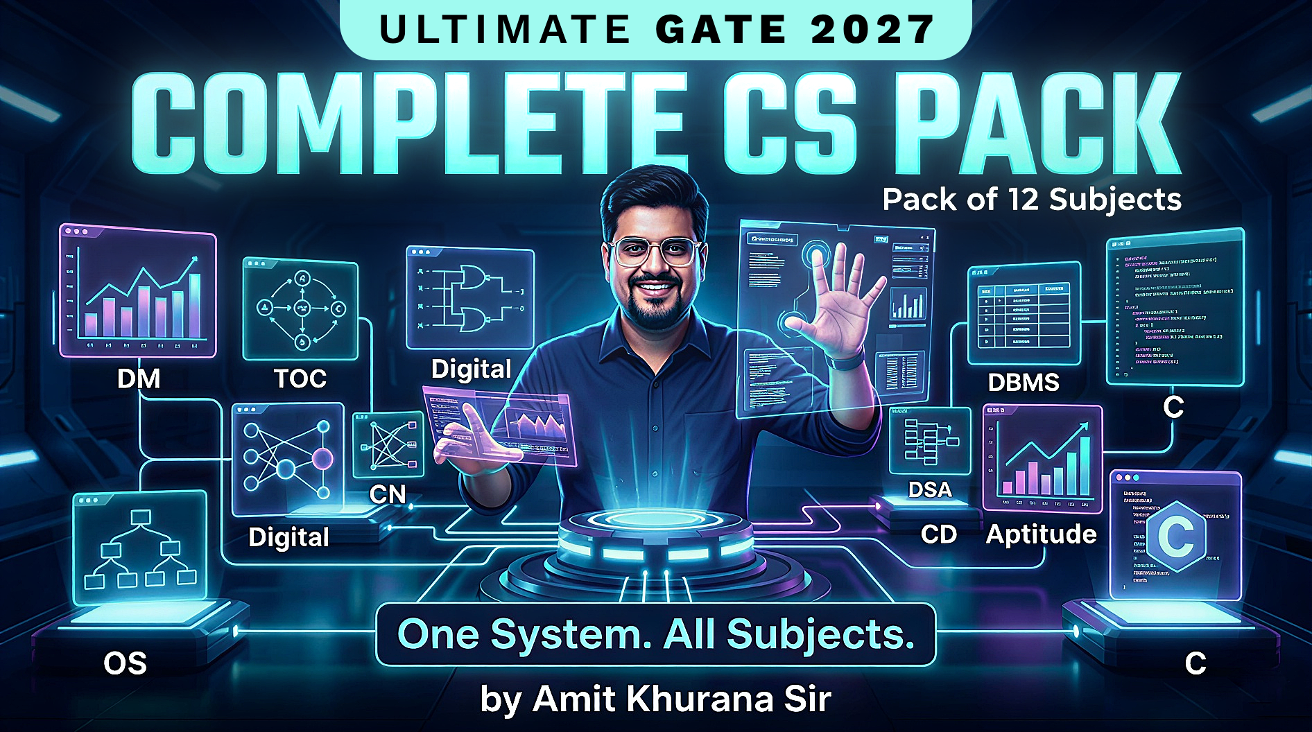 DM, TOC, DIGITAL, CN, OS, C, DS & ALGO, DBMS, Aptitude, CD, CAO (Pack of 12) for GATE 2027 by Amit Khurana Sir | 🔊 Hinglish