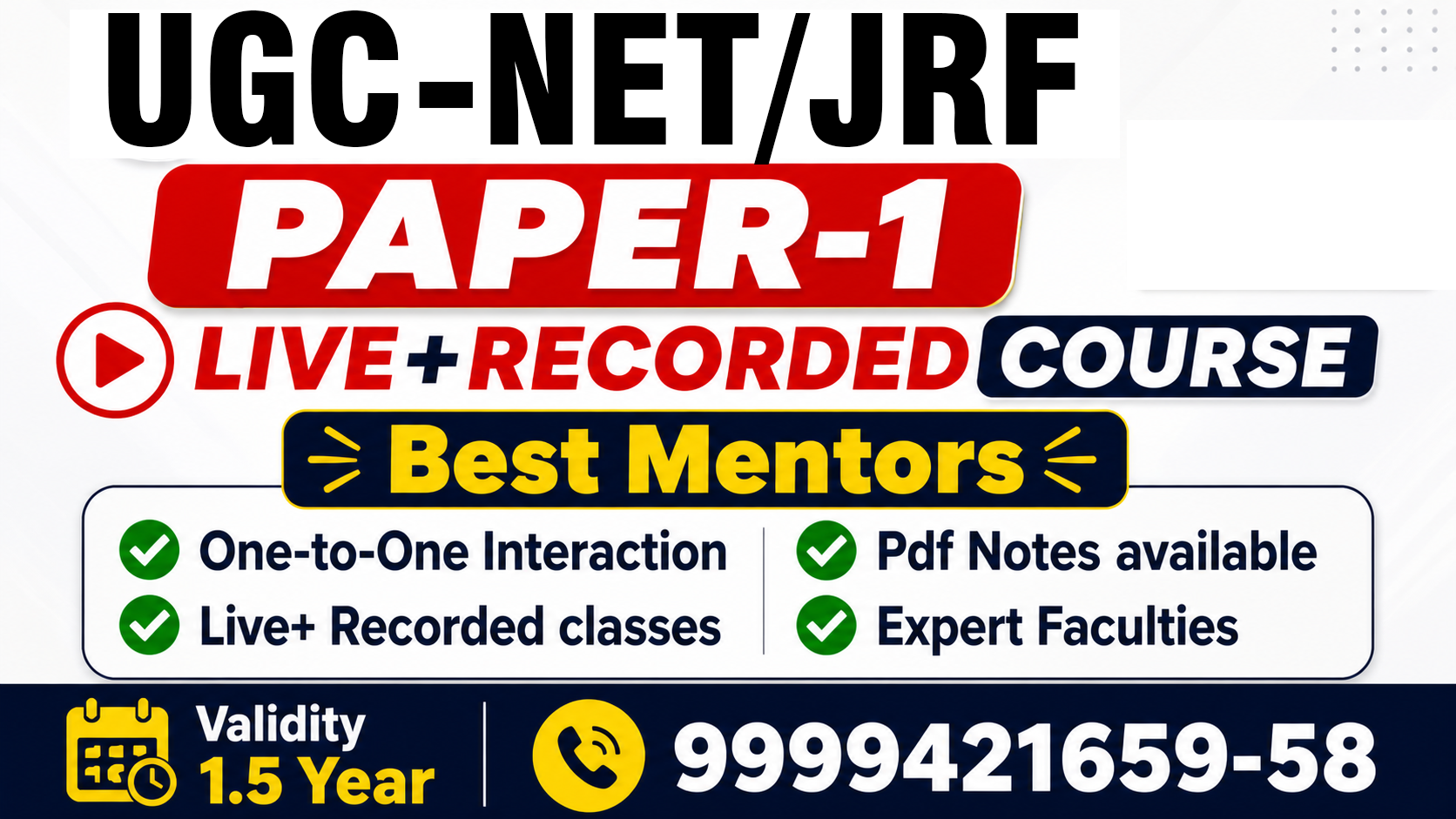 UGC-NET/JRF Complete Paper-1  Full Live + Recorded Course 