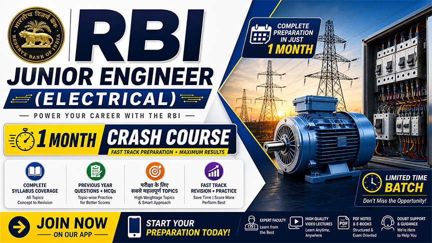  RBI Junior Engineer (Electrical) – 1 Month Video Crash Course