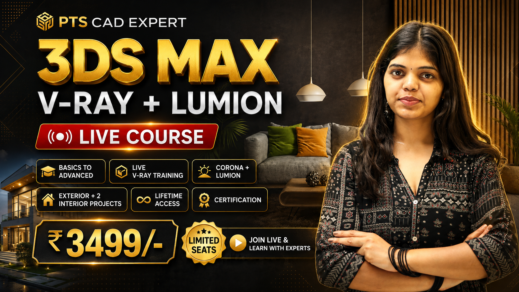 3DS Max LIVE Professional Course with V-Ray & Lumion