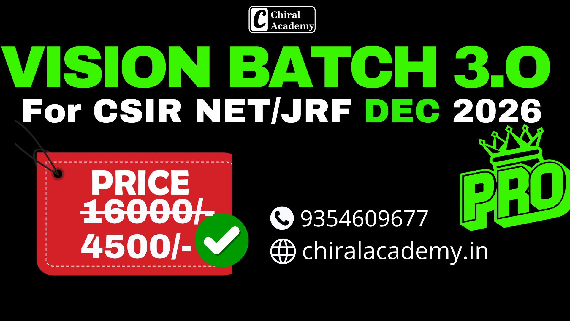 VISION BATCH 3.O PRO FOR CSIR NET/JRF DEC 2026
