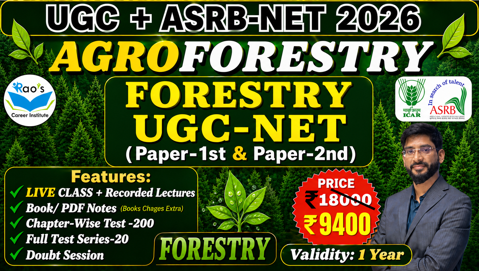 FORESTRY & AGROFORESTRY UGC  and ASRB-NET SRF EXAM 2026 || LIVE BATCH 