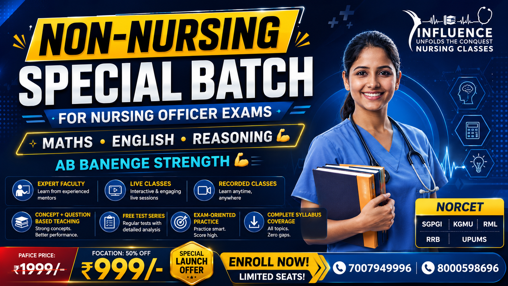Non - Nursing Special Batch (Maths, Reasoning, English