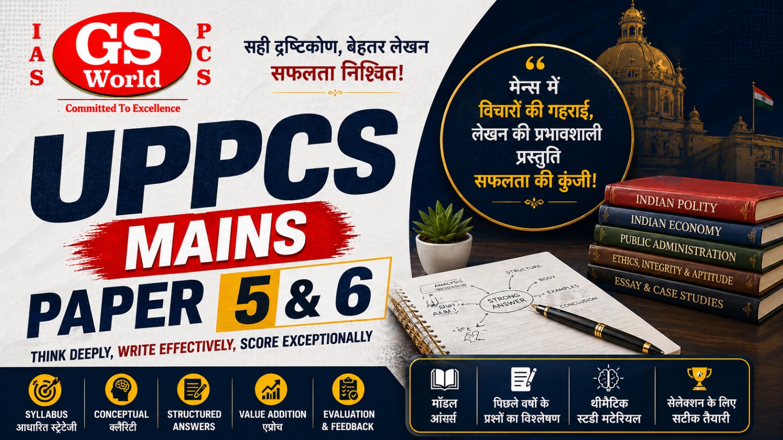 UPPCS MAINS PAPER 5 & 6 | GS World IAS PCS | Complete Mains Answer Writing Program