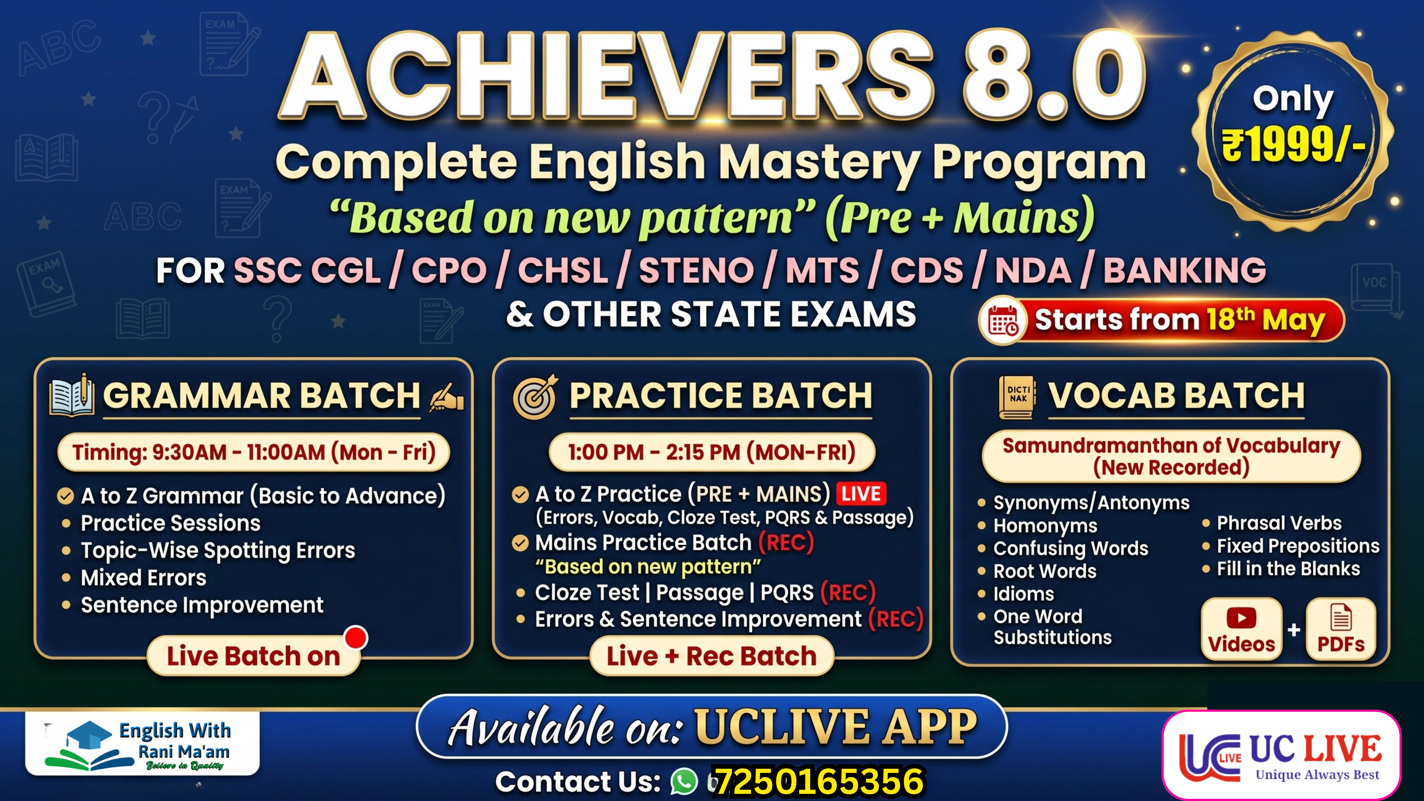 ACHIEVERS BATCH 8.O (offer till 12th May)