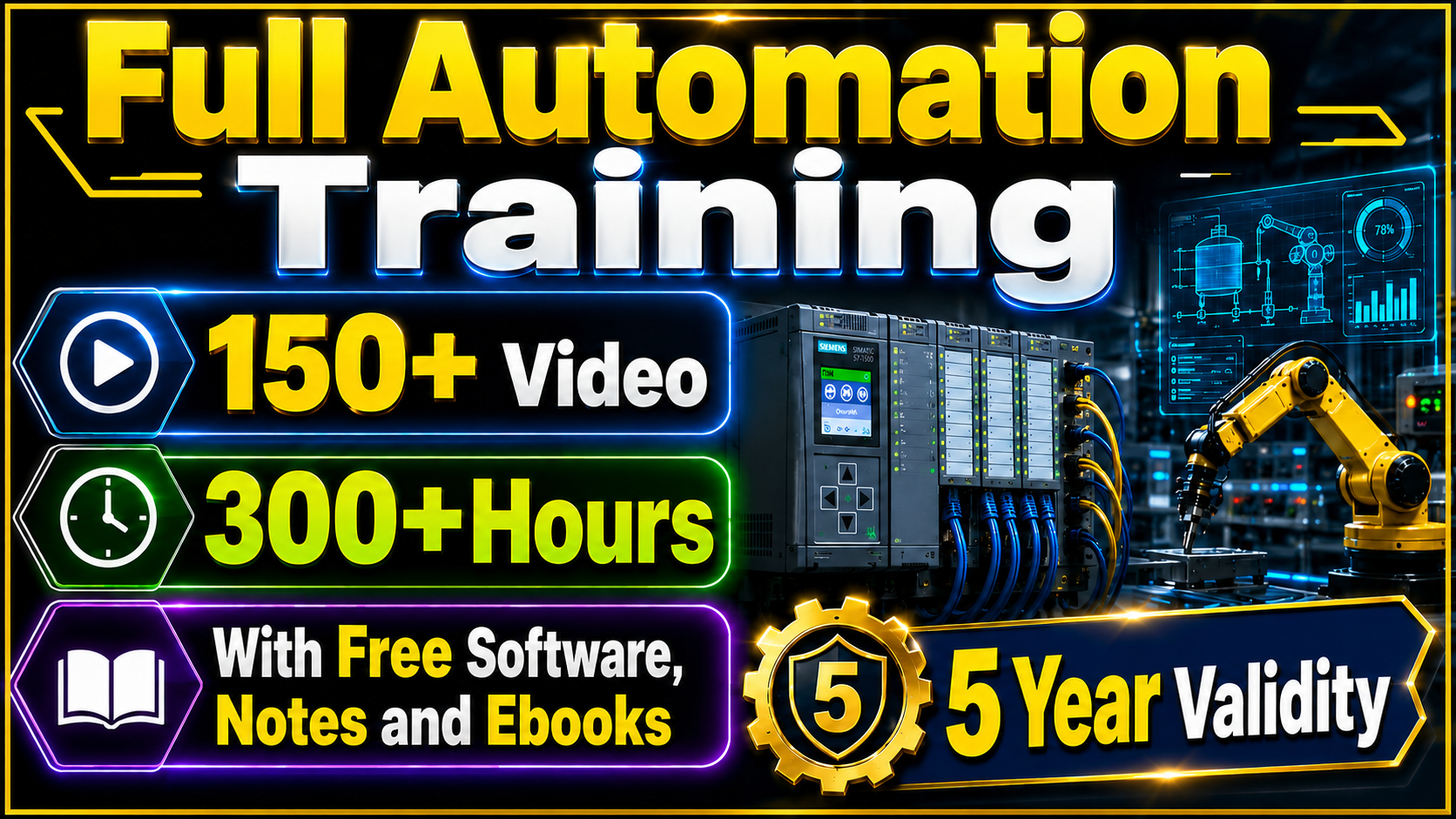 Full Automation Recorded Course: RLC, PLC, SCADA, VFD, HMI