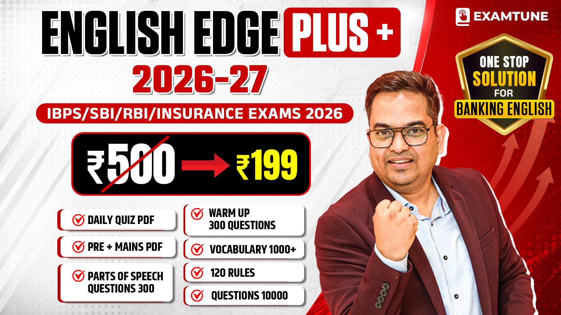 English Edge Plus+ 2026-27 | English PDF Course for Bank Exams Prelims + Mains