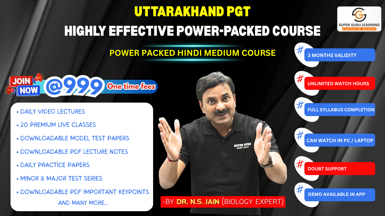 UK PGT BIOLOGY HINDI MEDIUM 3 MONTHS COURSE