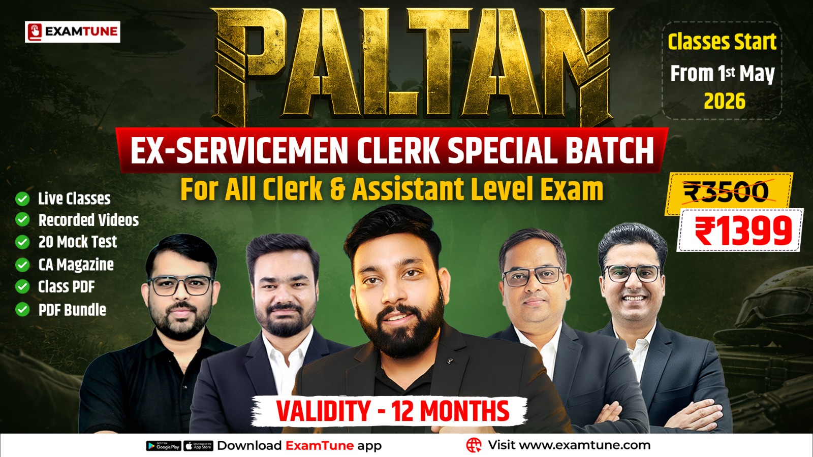 Ex-Servicemen Bank Clerk Foundation Batch 2026 | SBI, IBPS, RRB & RBI Assistant (Paltan) Course