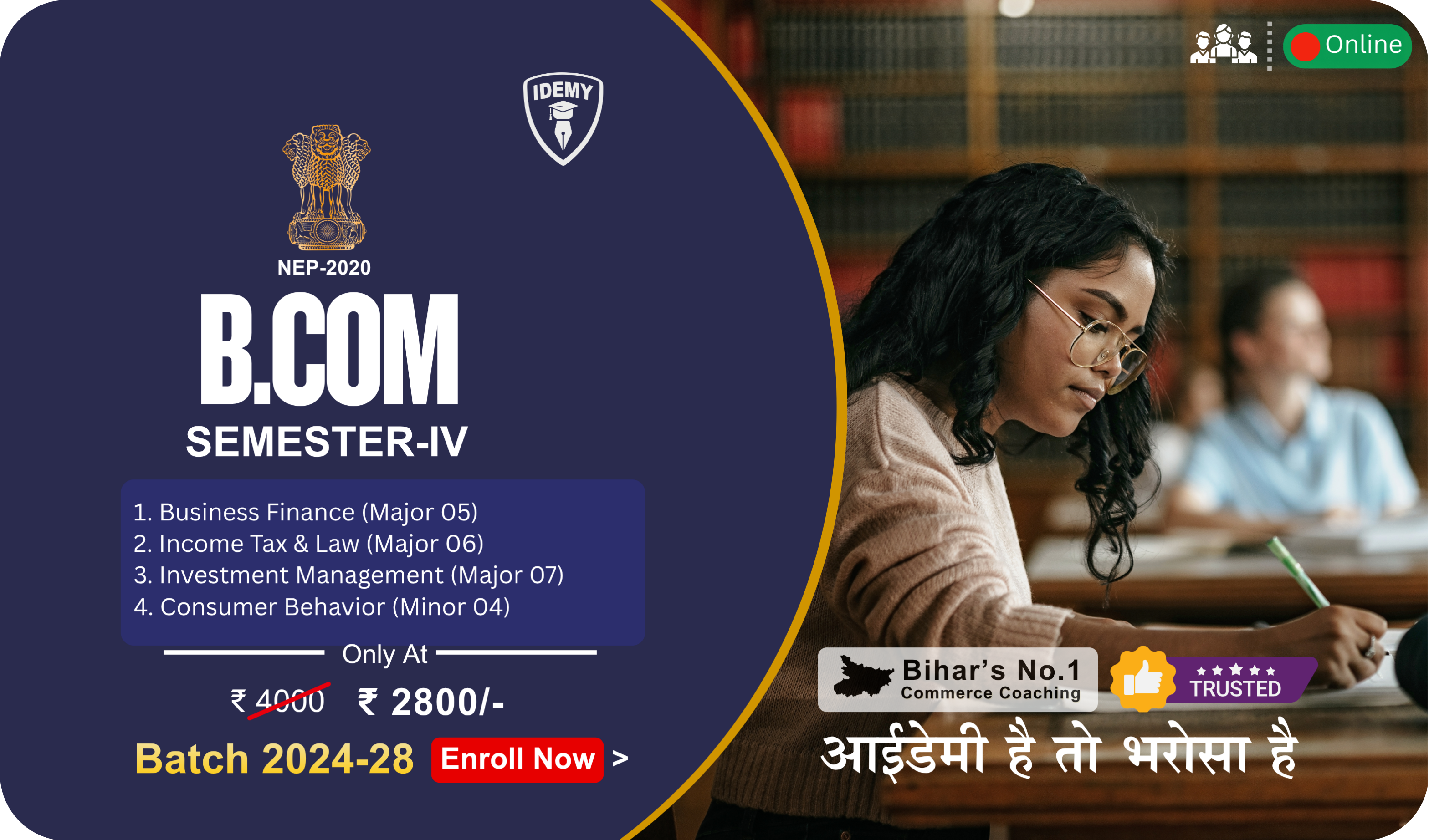 🔴LIVE | SEMESTER-IV (B.Com.) – 2024-28