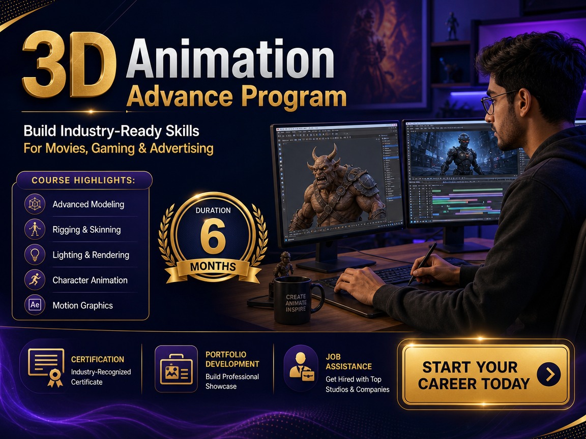 3D Animation 🎬Advance Program 💰₹3500/Month