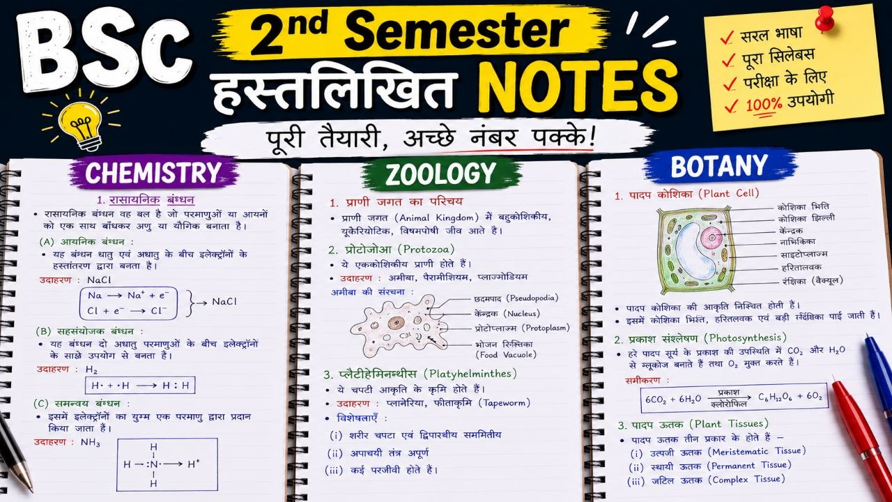 BSc 2nd Semester CBZ Notes 2026-27