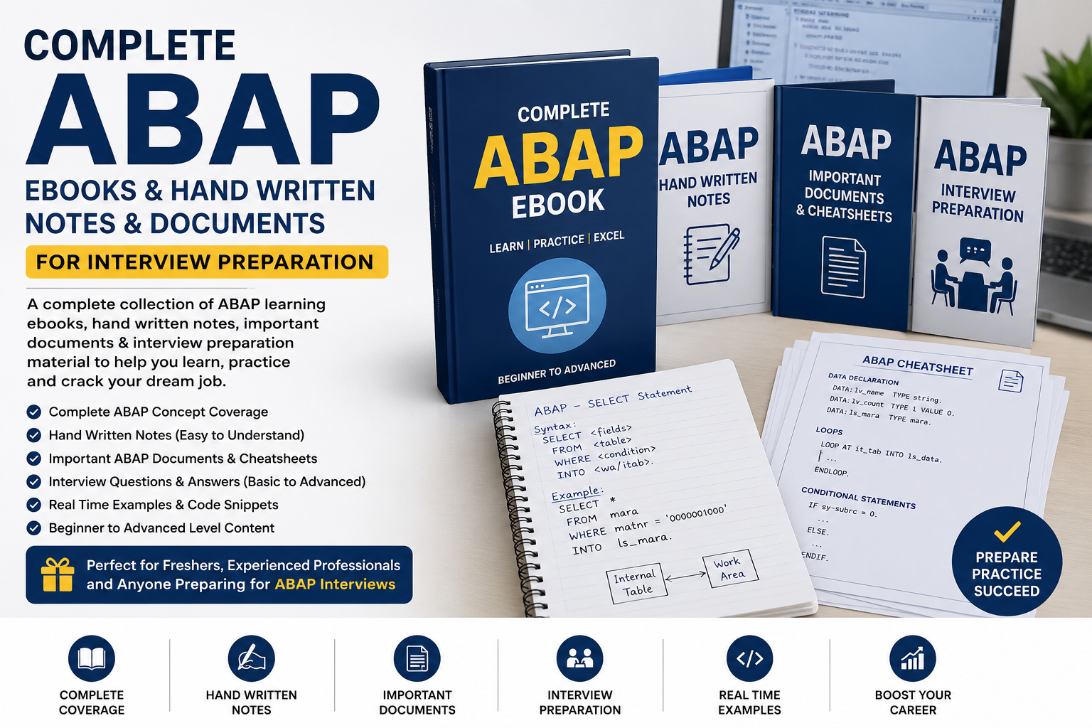 Complete ABAP Ebooks and Hand Written Notes and Documents for Interview Preparation