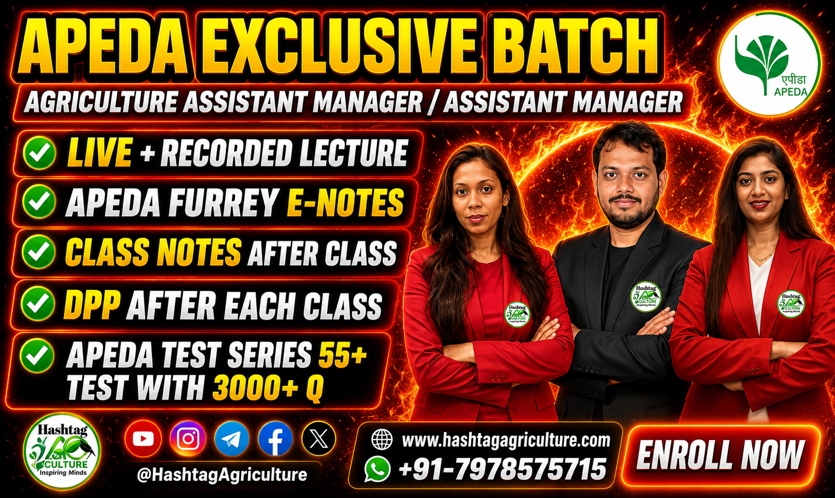 APEDA EXCLUSIVE BATCH (Assistant Manager / Agriculture Assistant Manager)