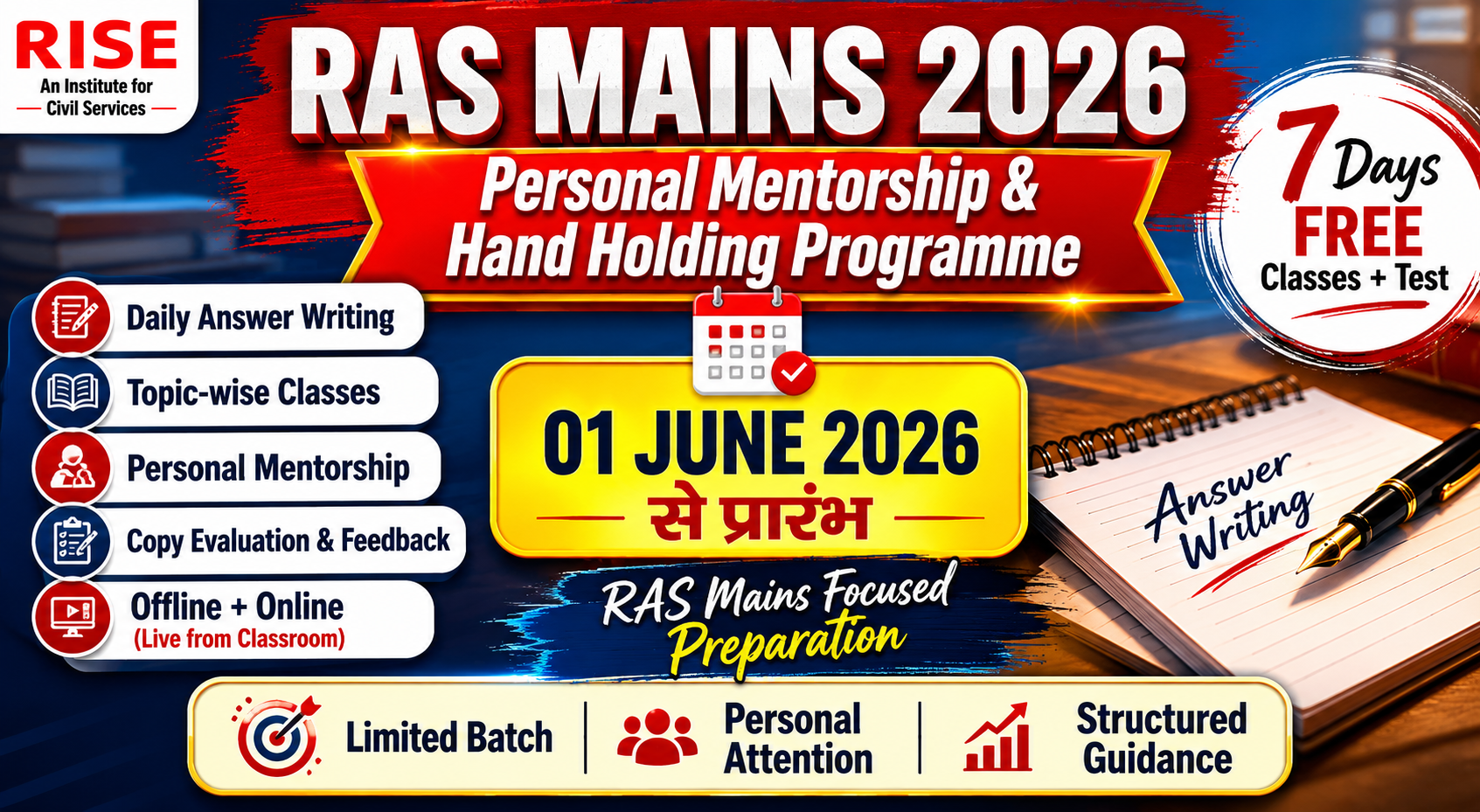 RAS Mains - Daily Answer Writing & Classes