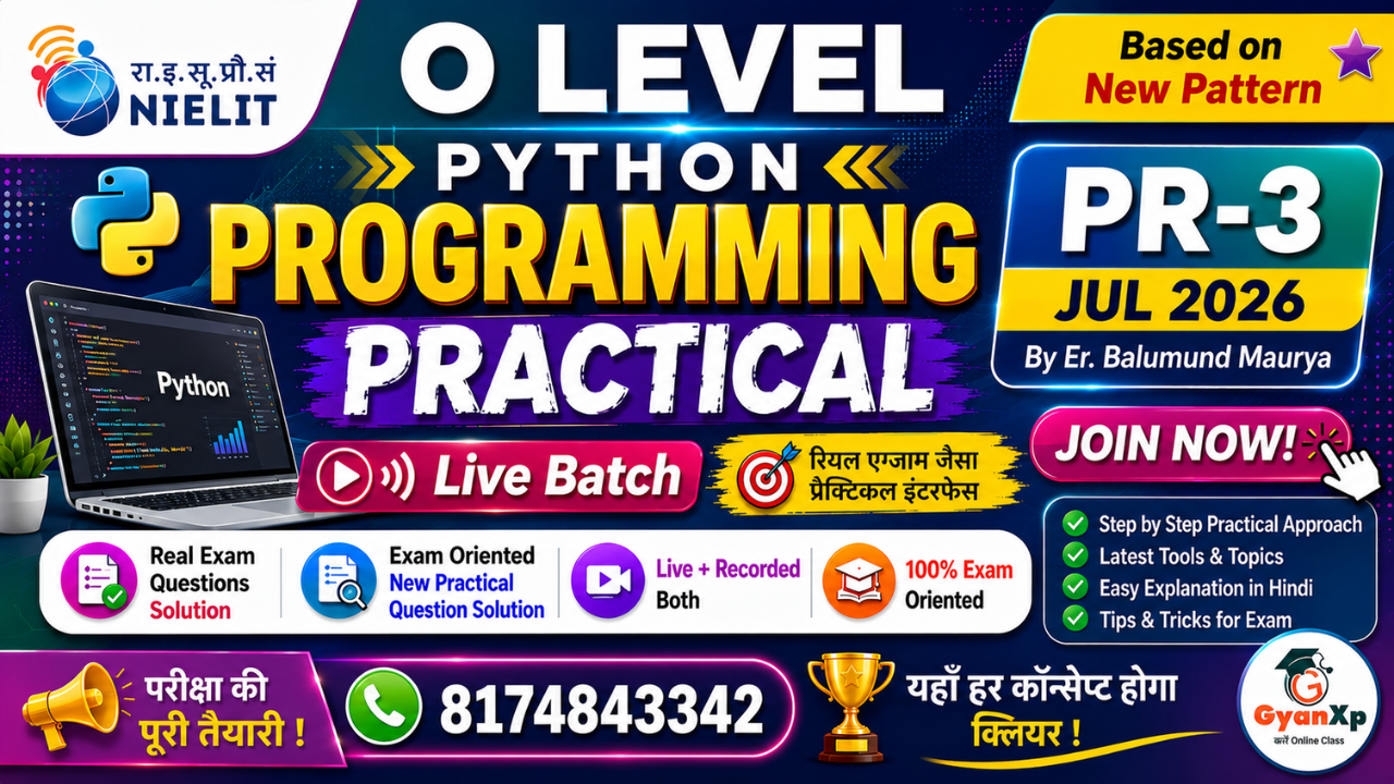 Python Programming (M3-R5.1) Practical Course JUL 2026