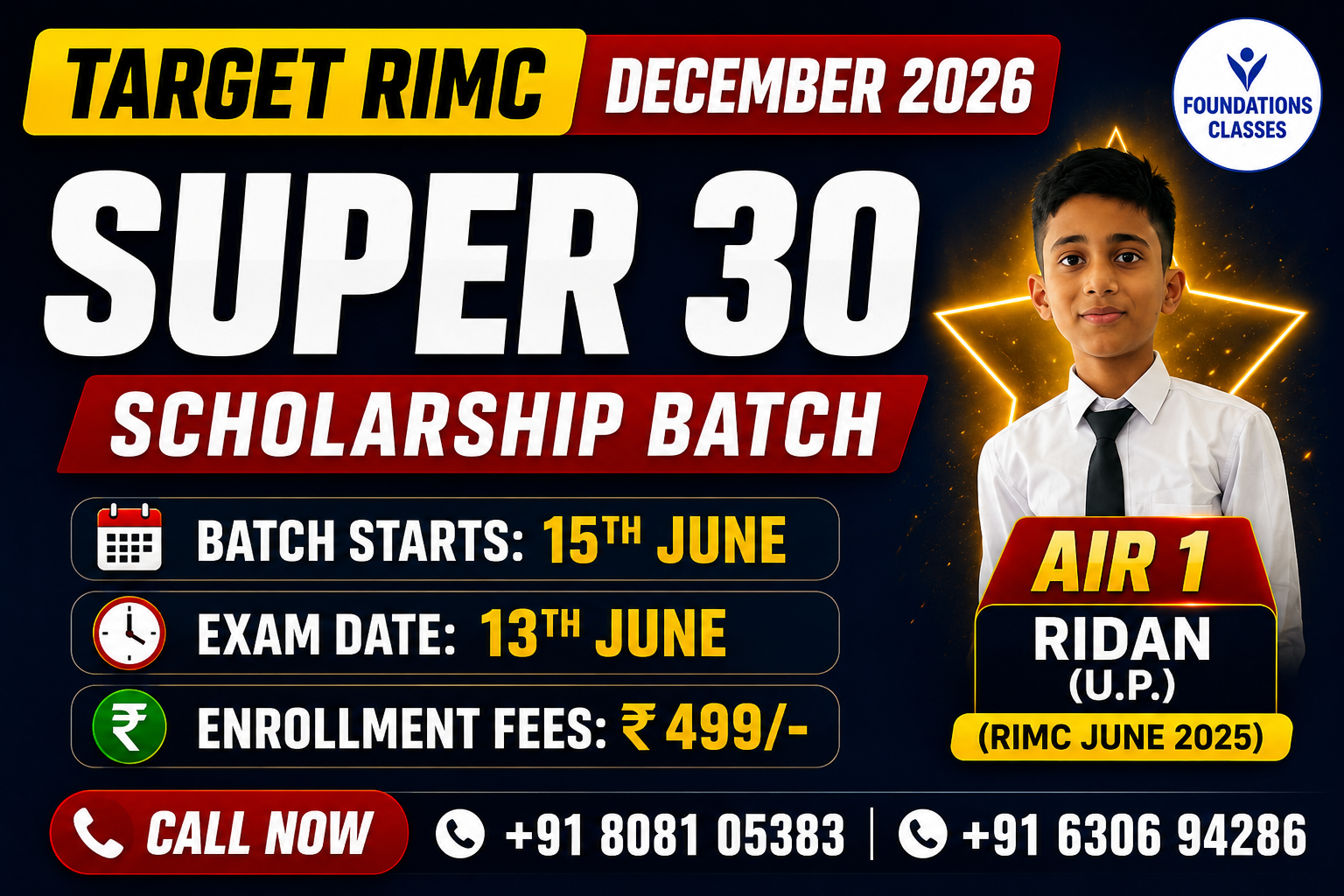 OFFLINE SUPER 30 SCHOLASHIP RIMC December  2026