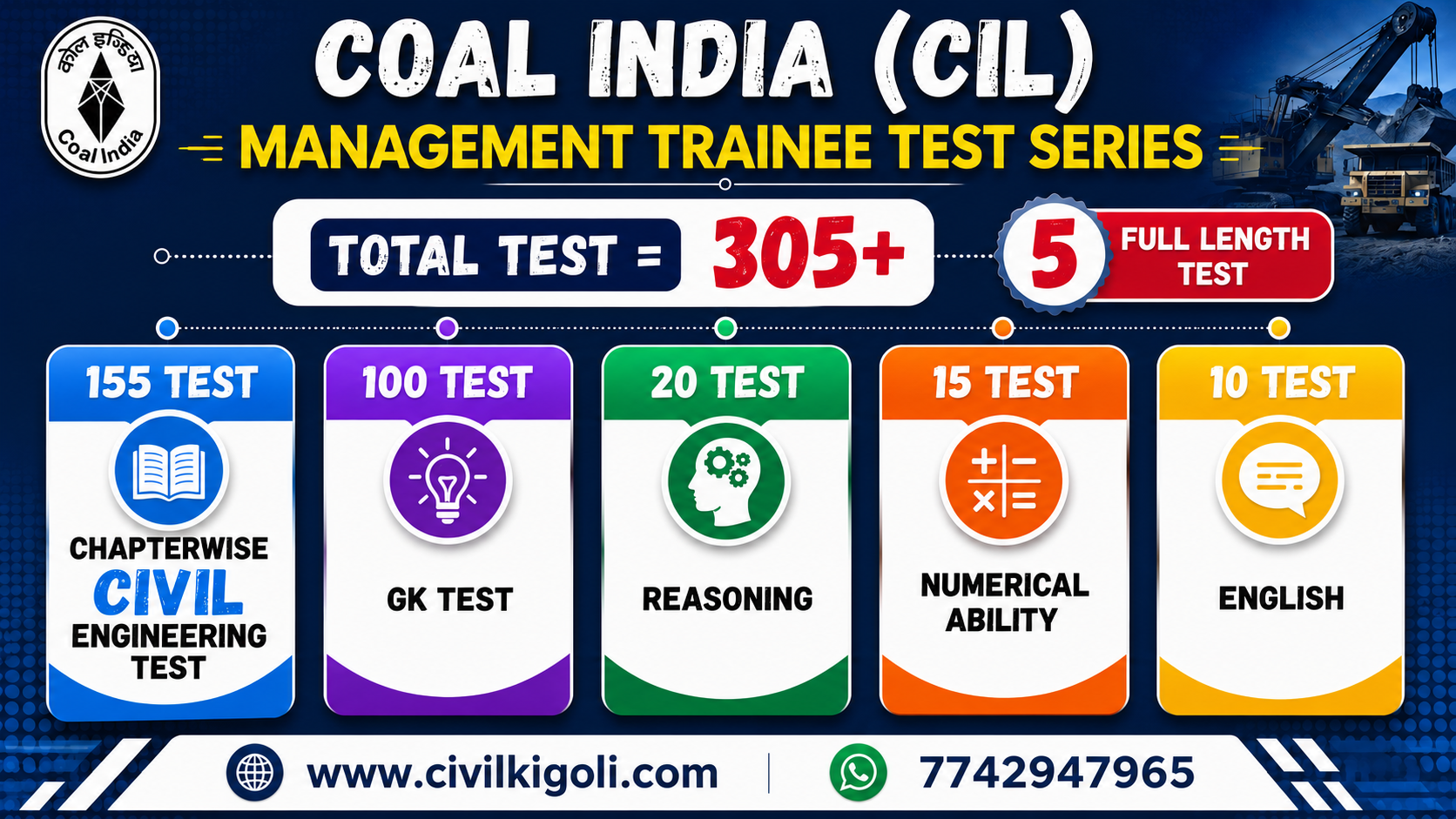 COAL INDIA (CIL)  Management Trainee TEST SERIES