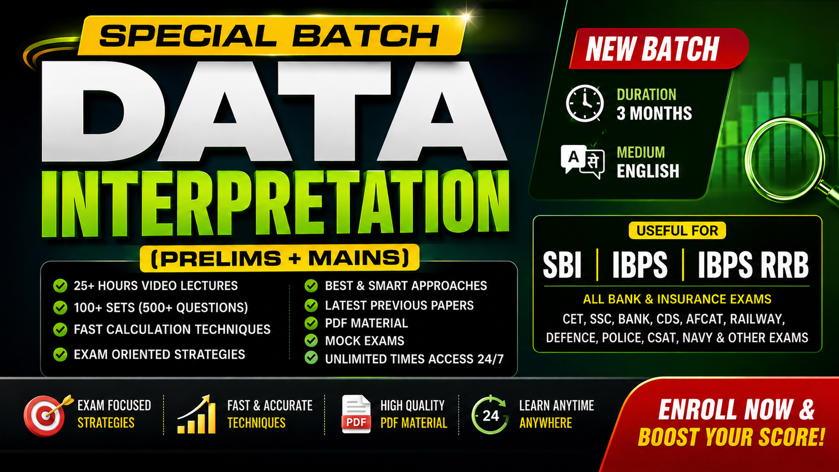 DATA INTERPRETATION & ANALYSIS NEW BATCH ENGLISH MEDIUM (PRELIMS+MAINS) *