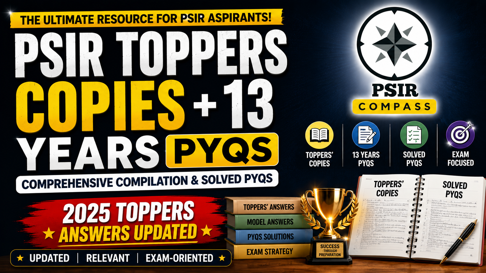 PSIR - 13 Years Solved PYQs and Toppers Copies Compilation Combo