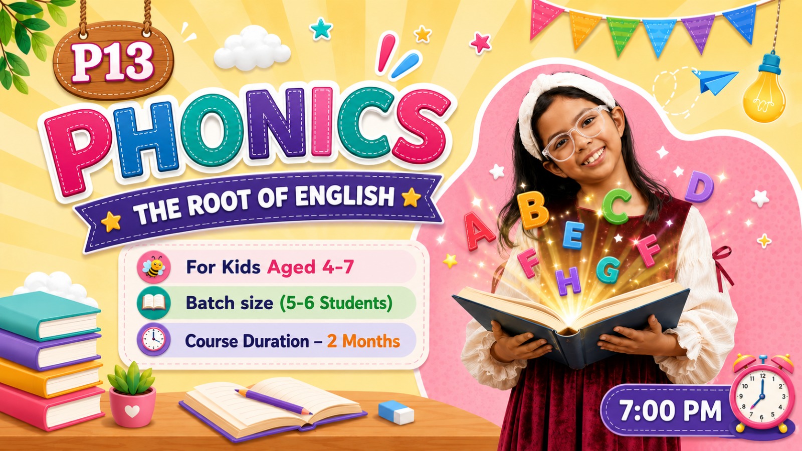 2-Month Phonetics Course on Zoom (P13 = 4-7 Year)